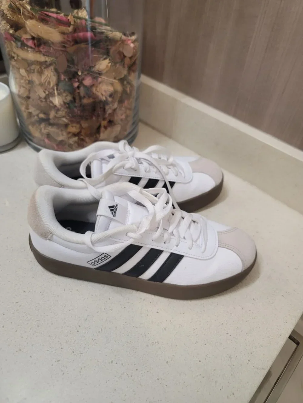 Adidas VL Court 3.0 Low Retro Skate Shoes Cloud White Black Gum Size 6.5